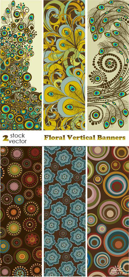 Векторный клипарт - Floral Vertical Banners