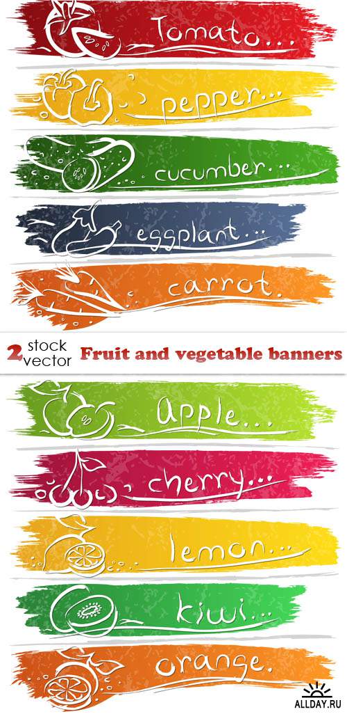 Векторный клипарт - Fruit and vegetable banners