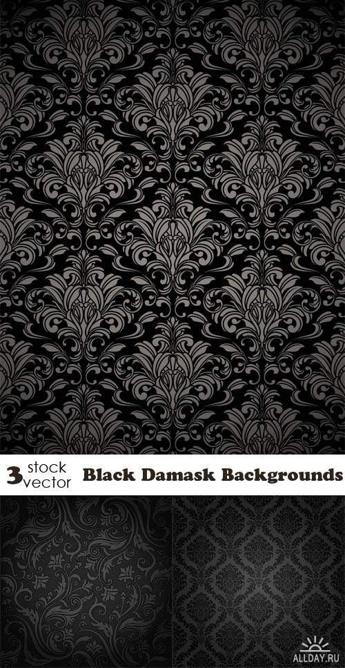 Векторный клипарт - Black Damask Backgrounds